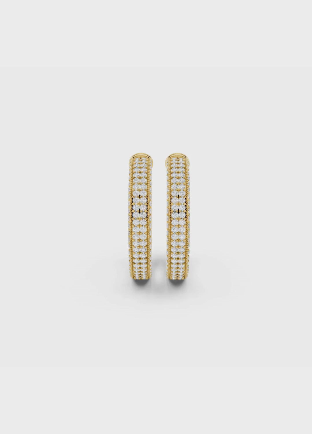 Triple Row Diamond Hoop Earrings