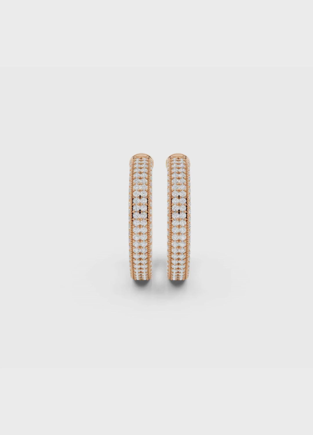 Triple Row Diamond Hoop Earrings