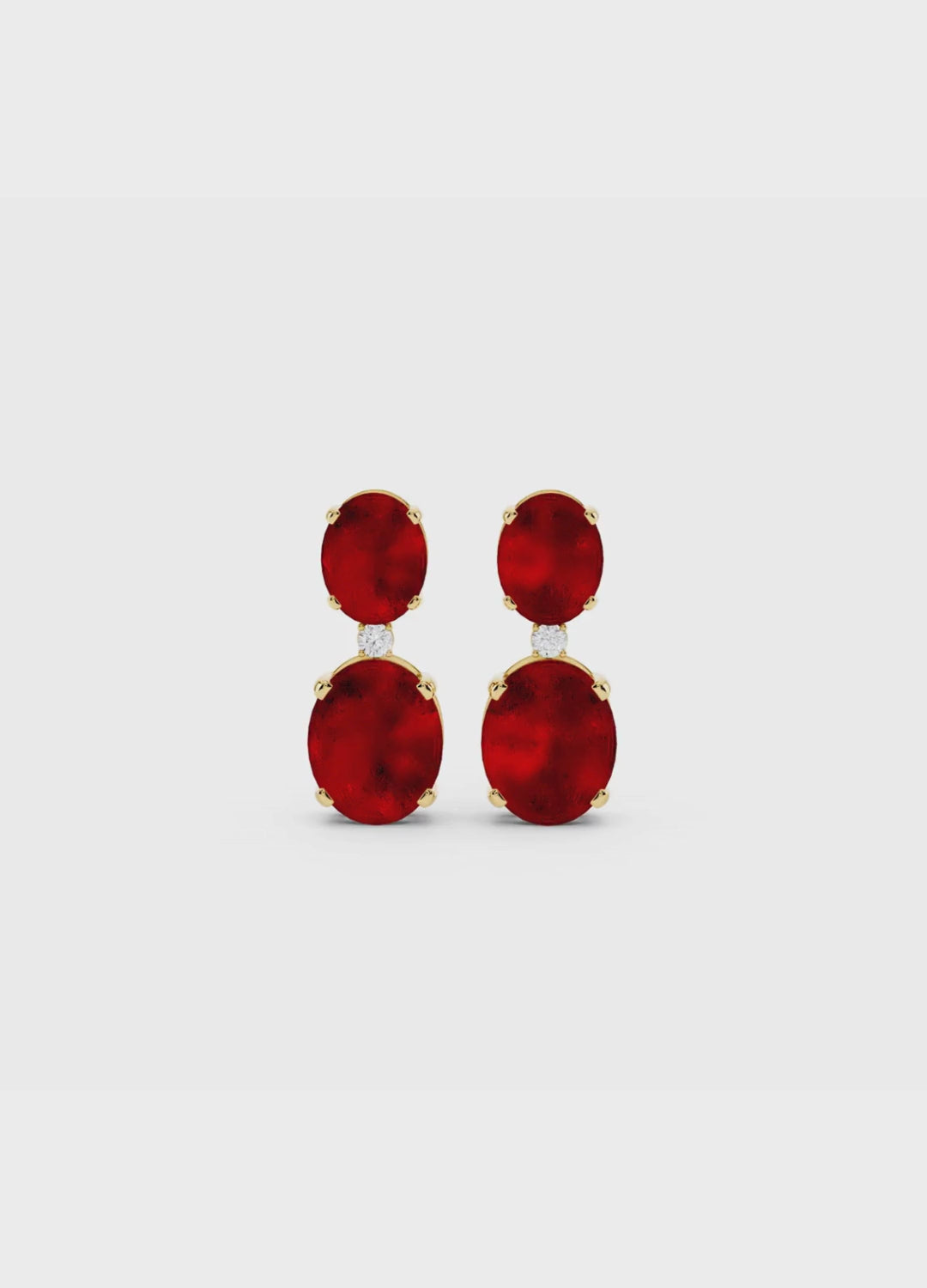 Ruby & Diamond Duo Oval Earrings