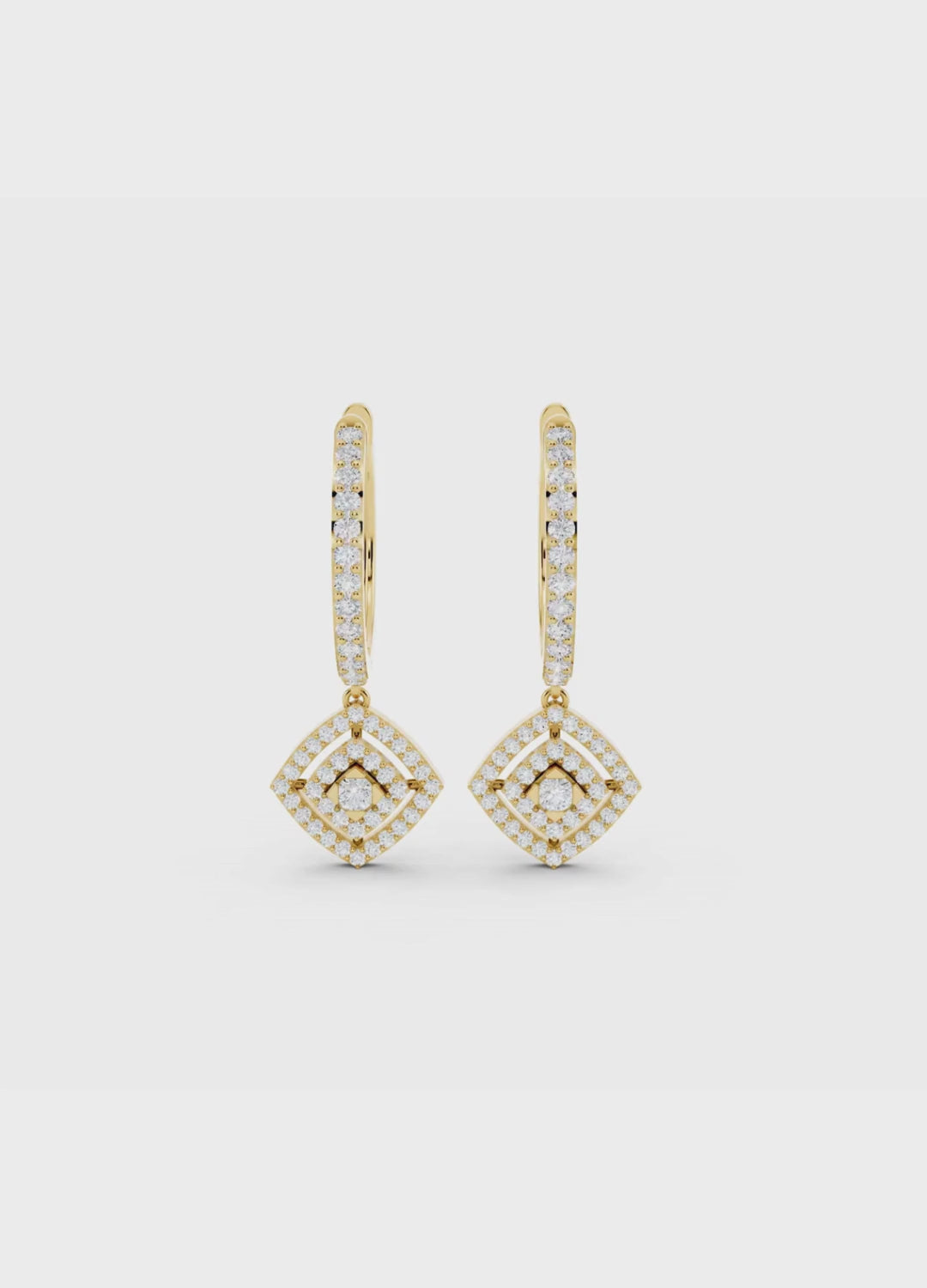 Diamond Halo Drop Hoops
