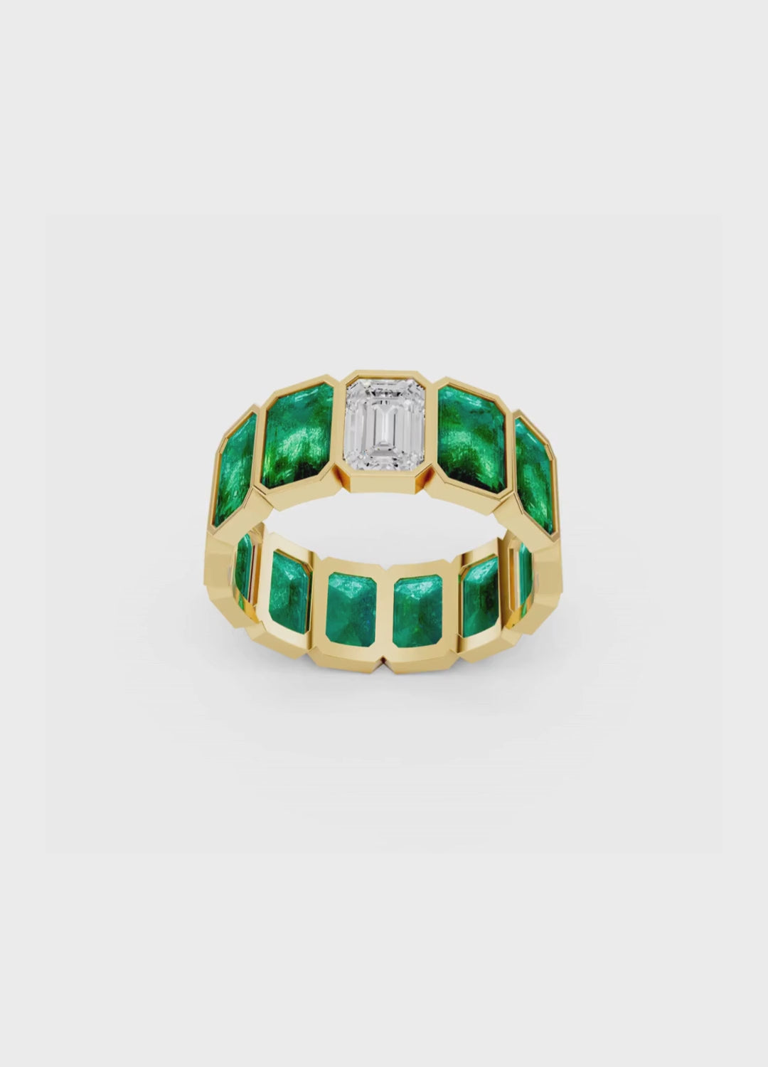 Emerald & Diamond Eternity Band