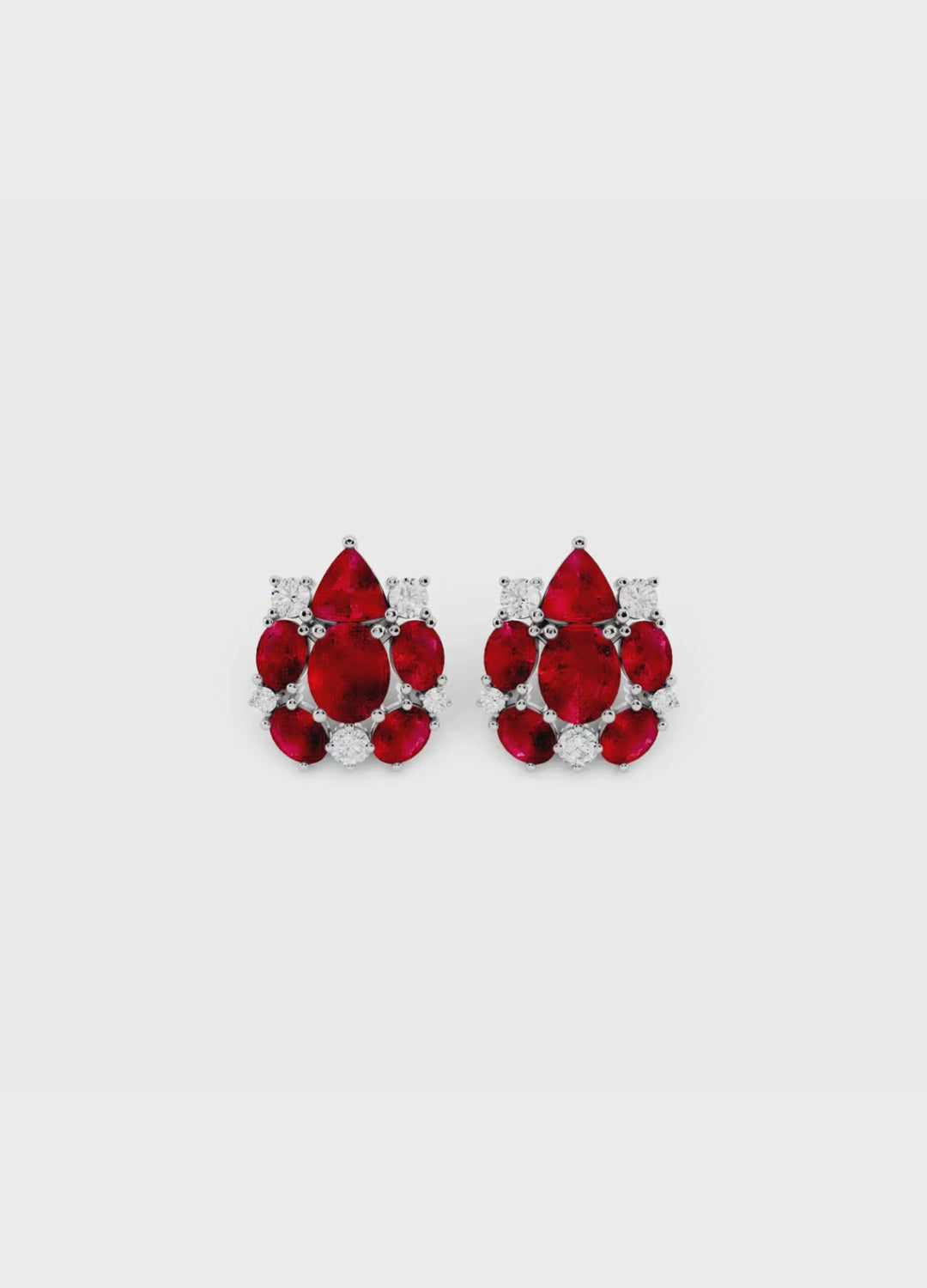 Ruby Cluster Stud Earrings