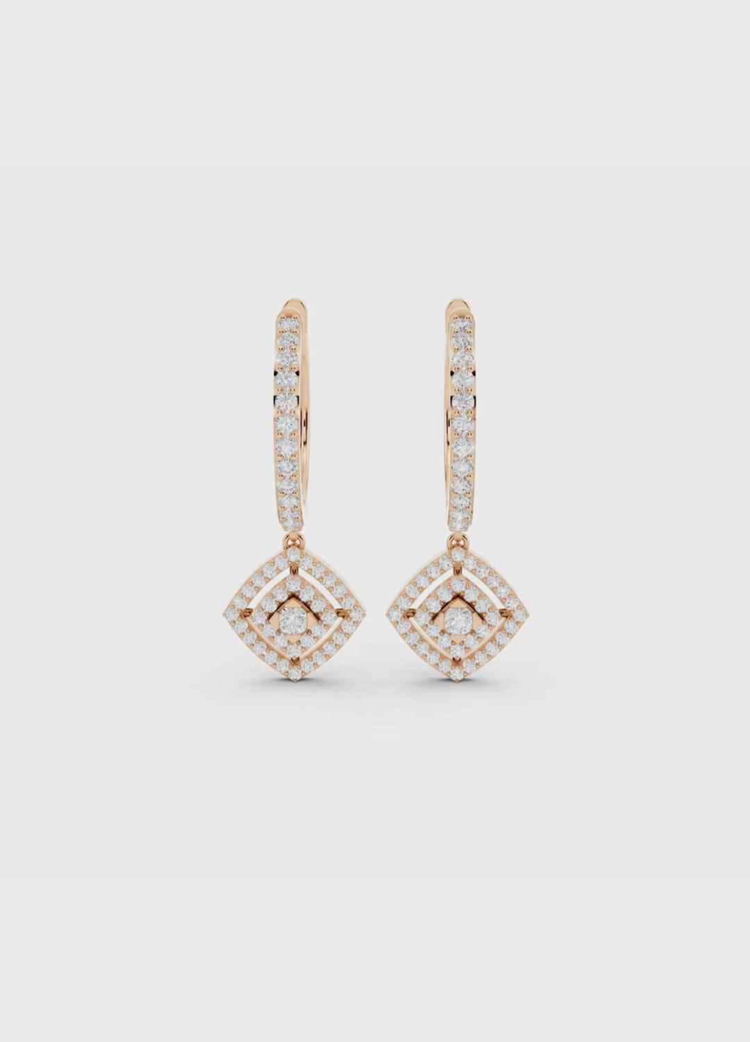 Diamond Halo Drop Hoops