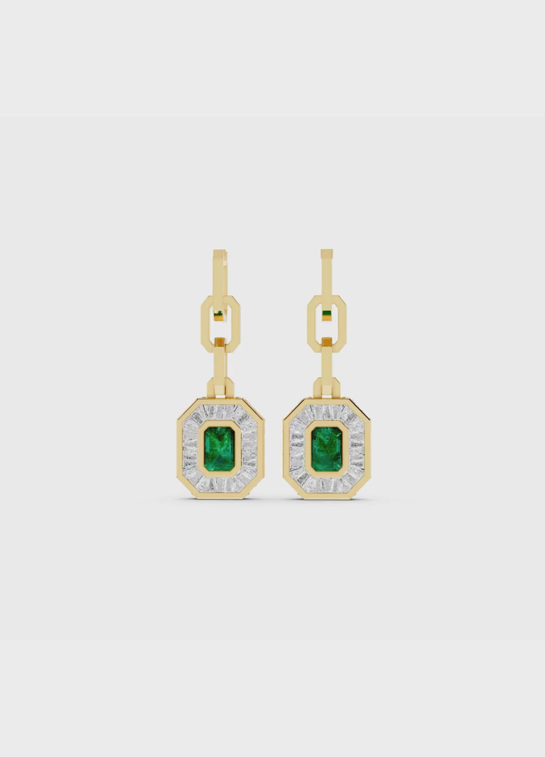 Emerald & Diamond Baguette Earrings