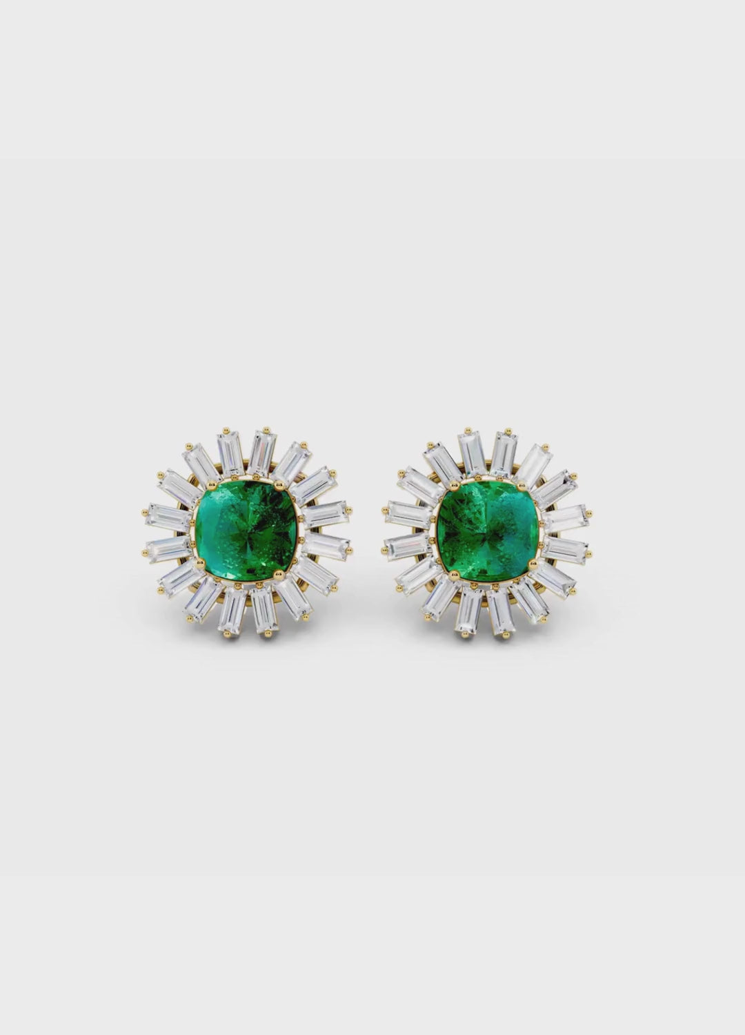 Emerald & Diamond Sunburst Studs