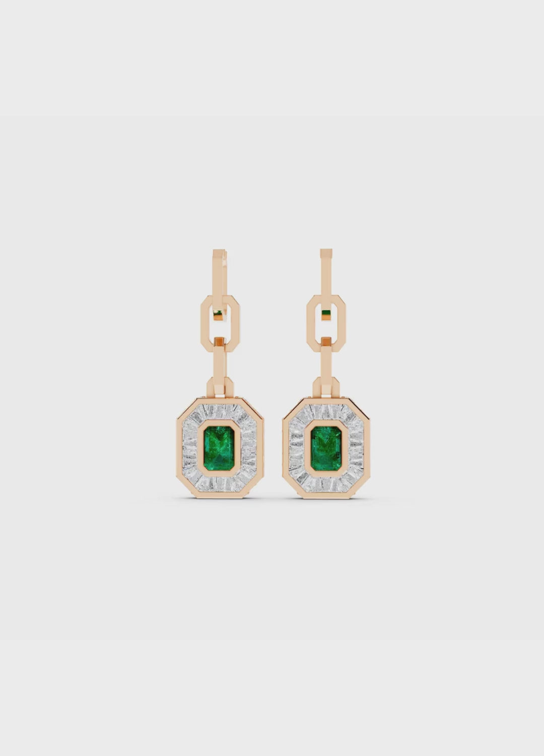 Emerald & Diamond Baguette Earrings