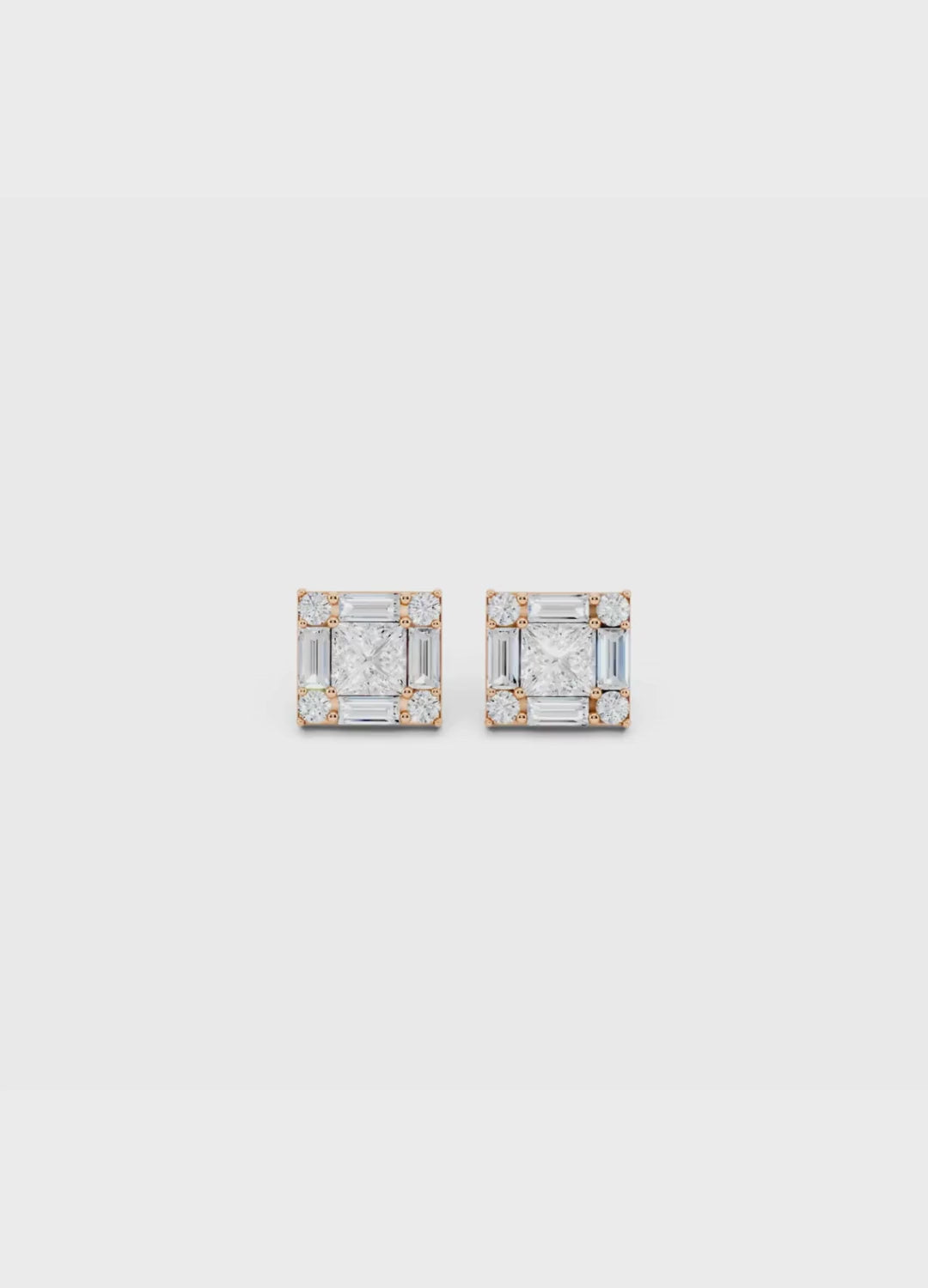 Emerald Illusion Diamond Stud Earrings