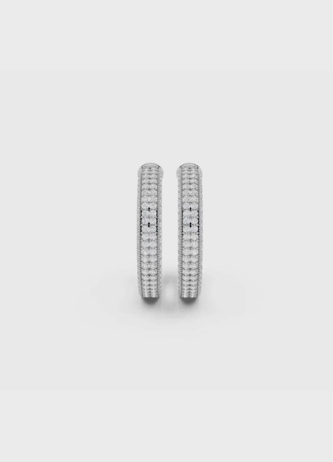 Triple Row Diamond Hoop Earrings