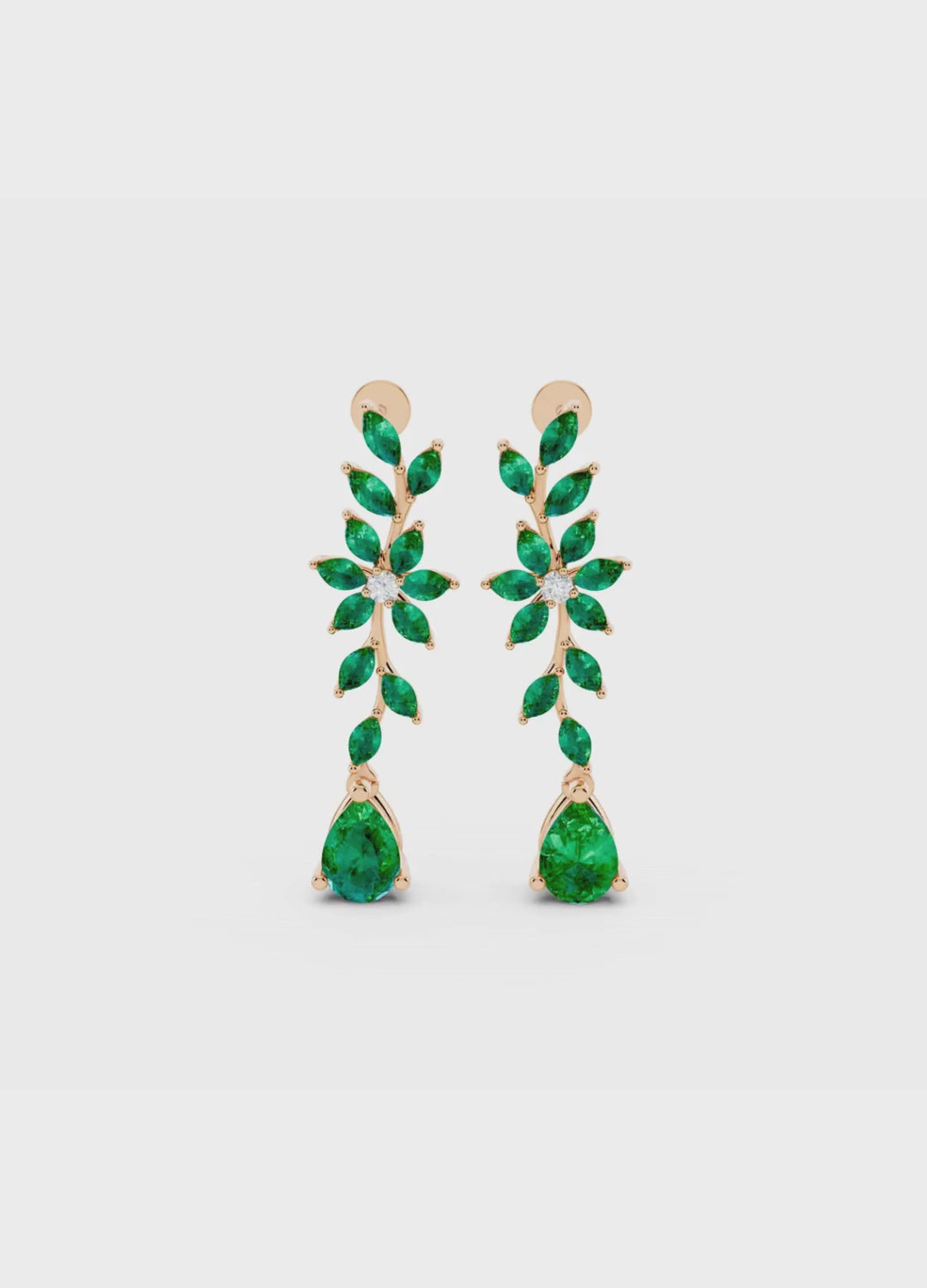 Emerald & Diamond Floral Drop Earrings