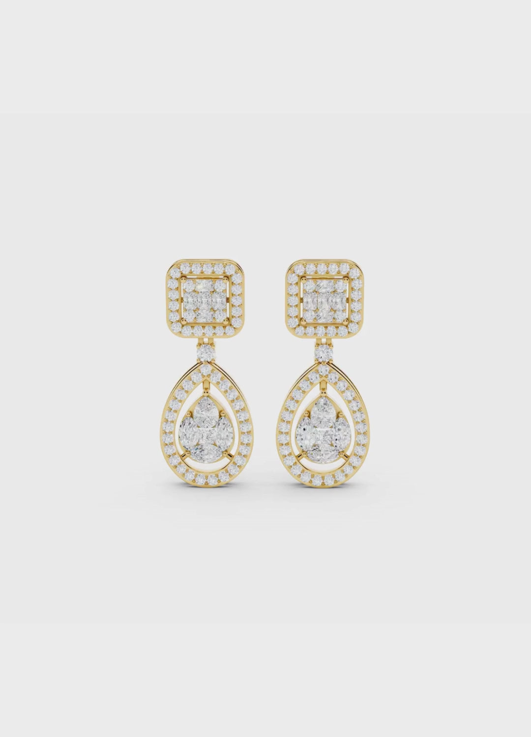 Emerald & Pear Diamond Drop Earrings