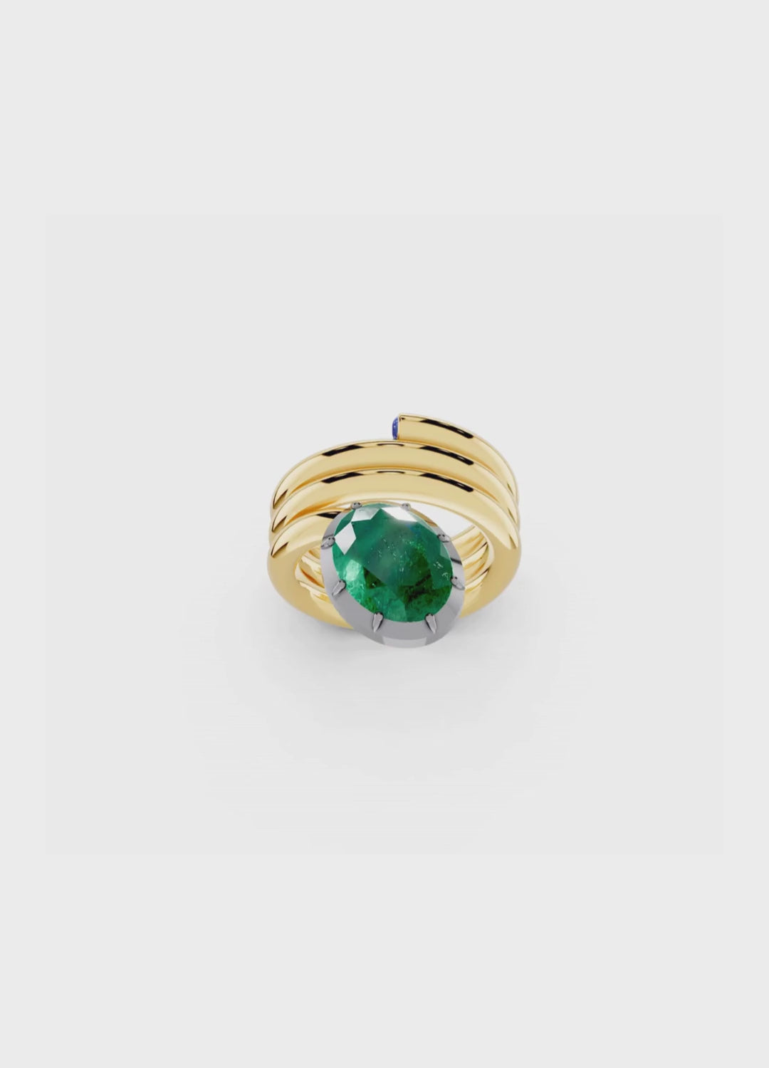 Oval Emerald Coil Ring