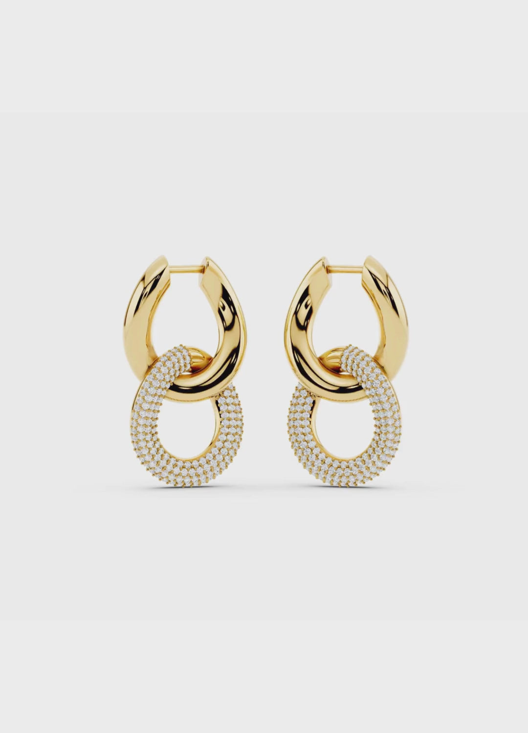 Gold Diamond Link Earrings