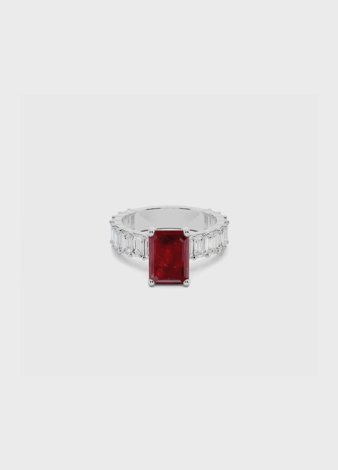 Ruby & Emerald Cut Diamond Band Ring