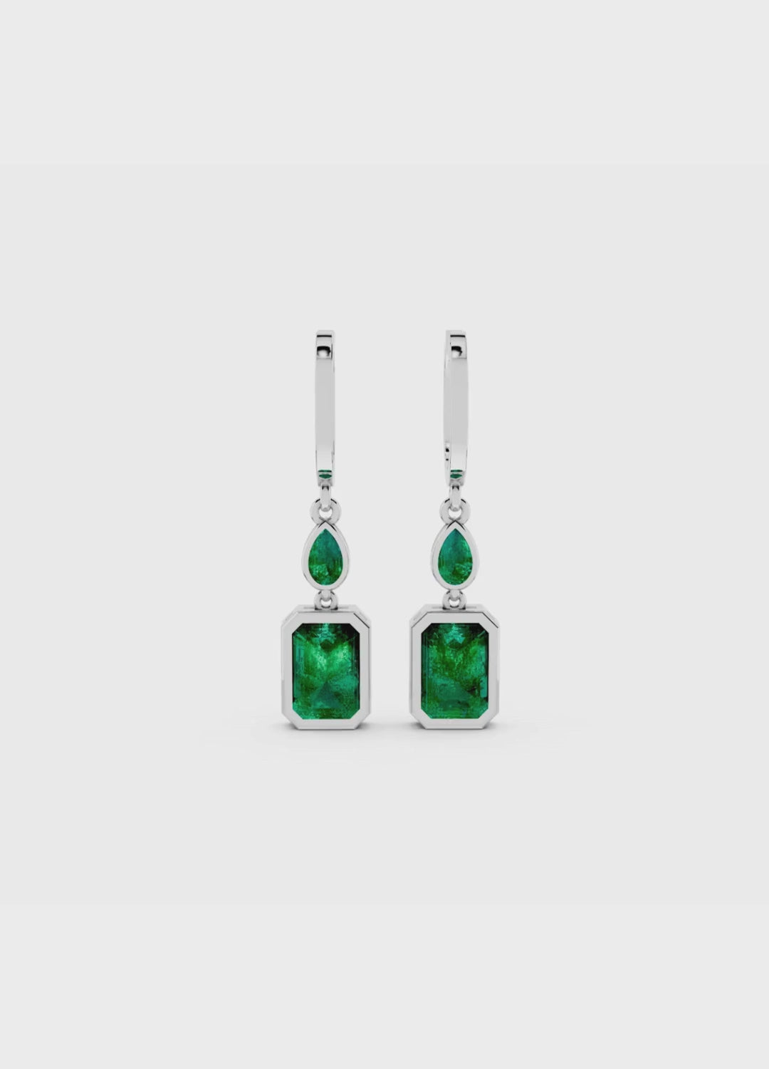 Octagon Emerald Hoop Earrings