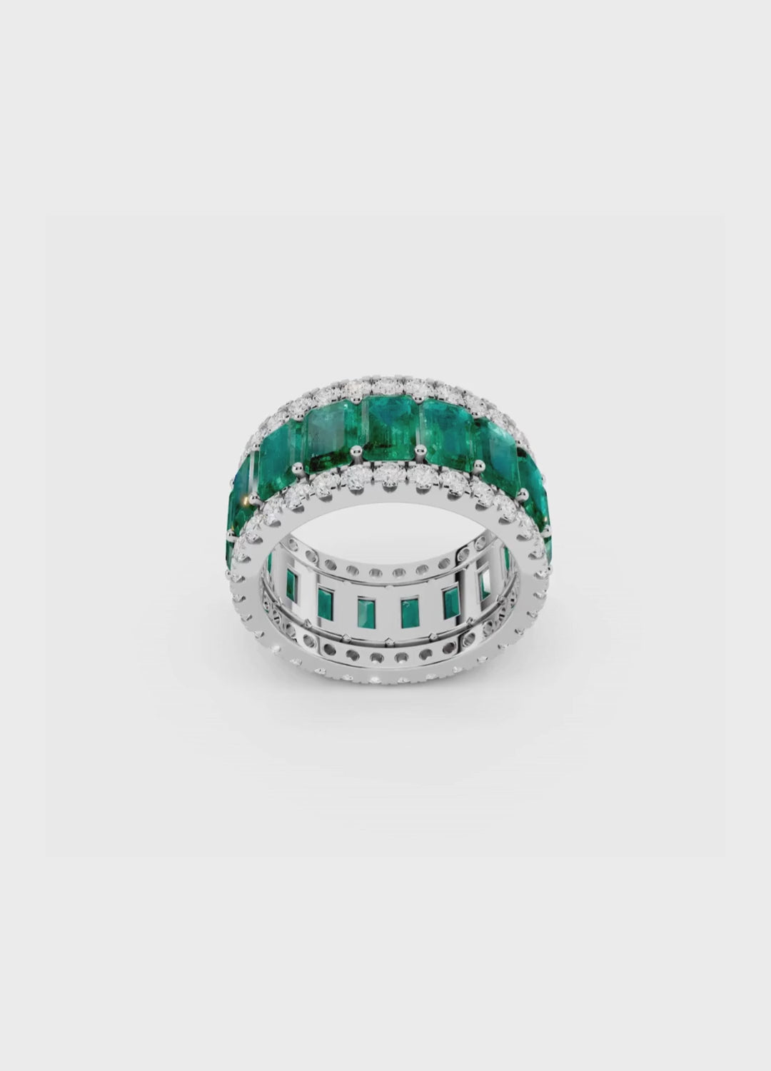Emerald & Diamond Cut Eternity Band