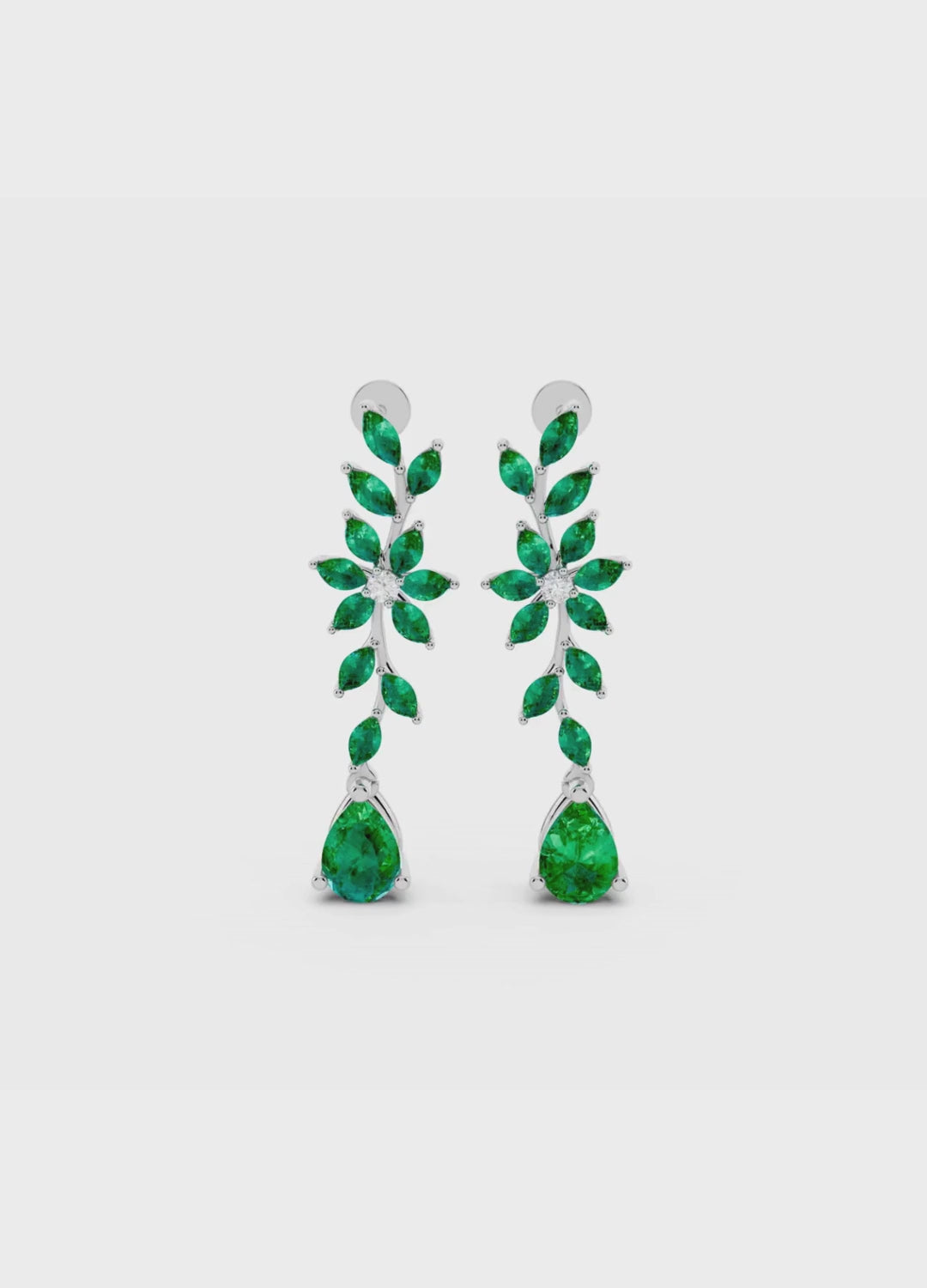 Emerald & Diamond Floral Drop Earrings