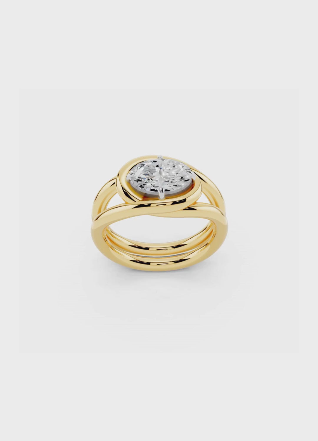 Twisted Gold Oval Diamond Ring