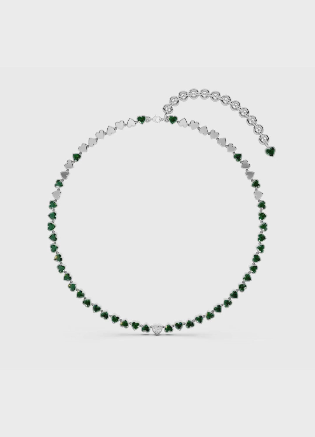 Emerald Heart Tennis Necklace