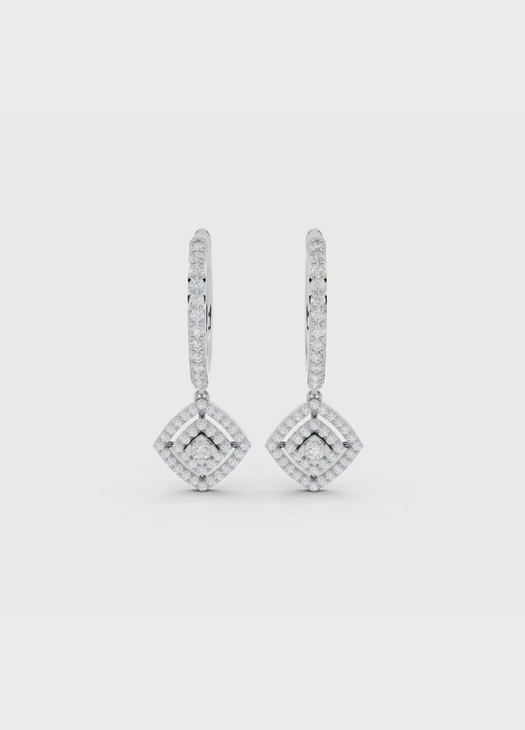 Diamond Halo Drop Hoops