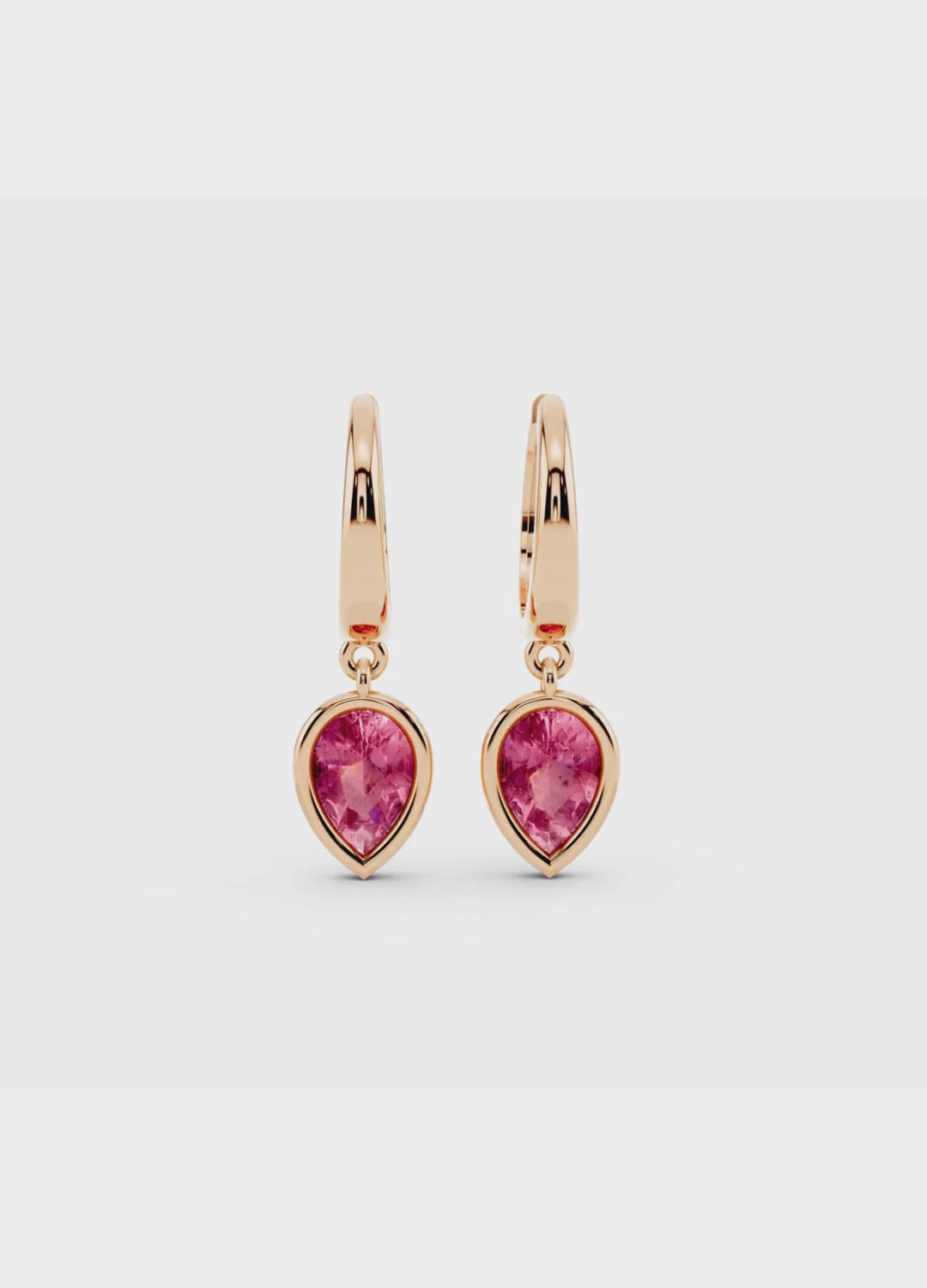 Pink Sapphire Drop Huggies