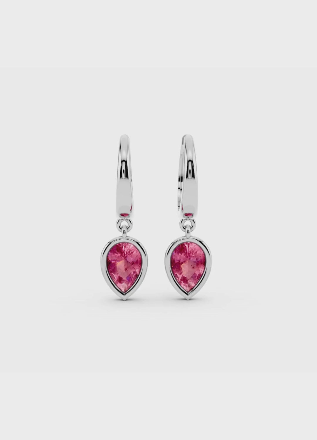 Pink Sapphire Drop Huggies