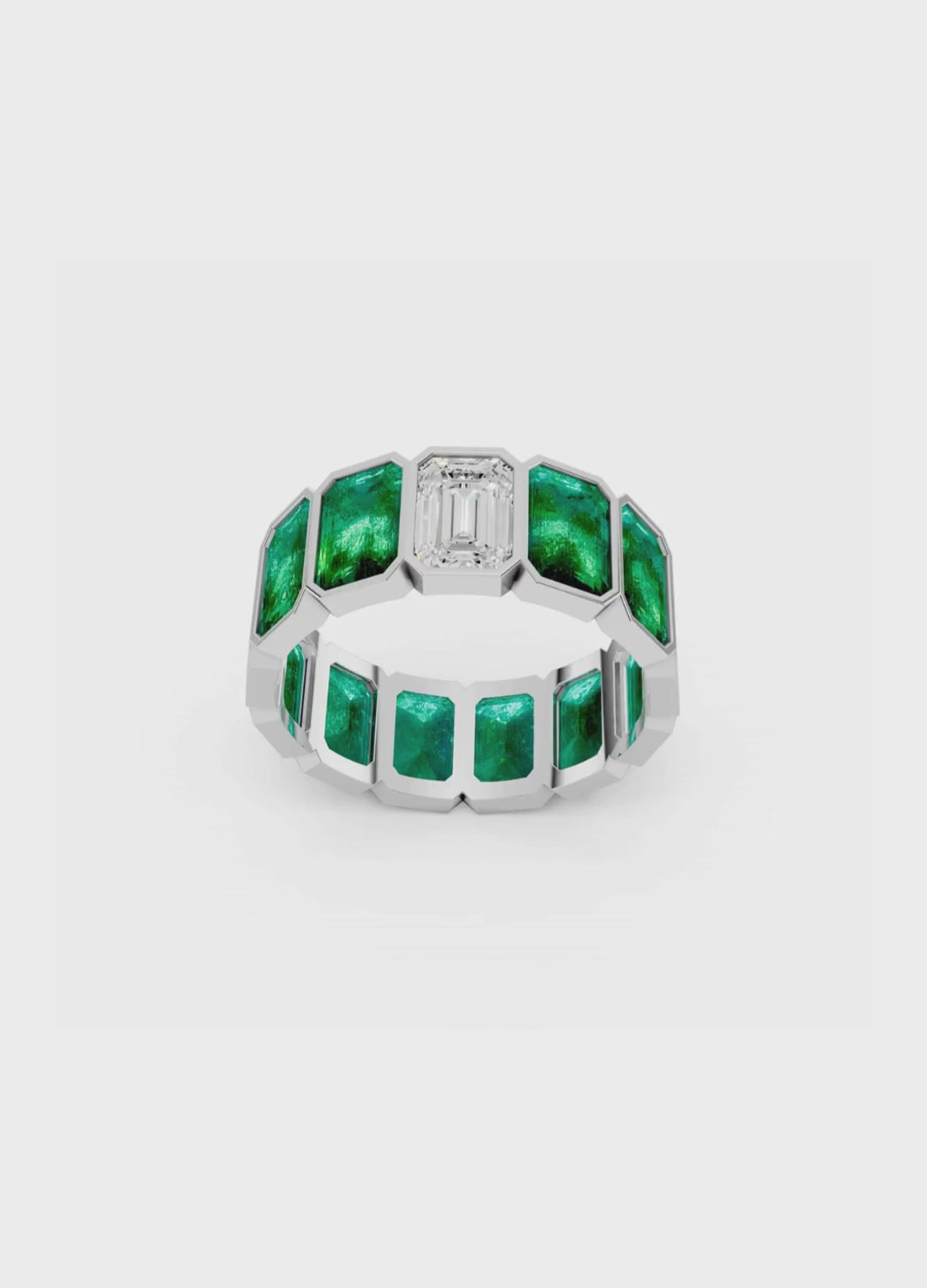 Emerald & Diamond Eternity Band