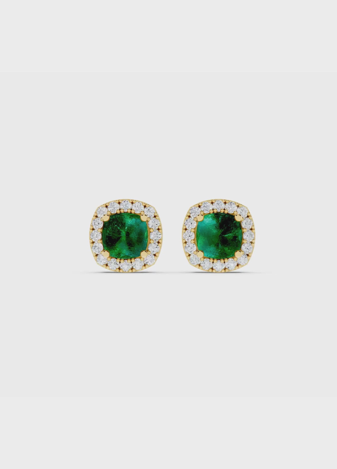 Emerald & Diamond Halo Studs