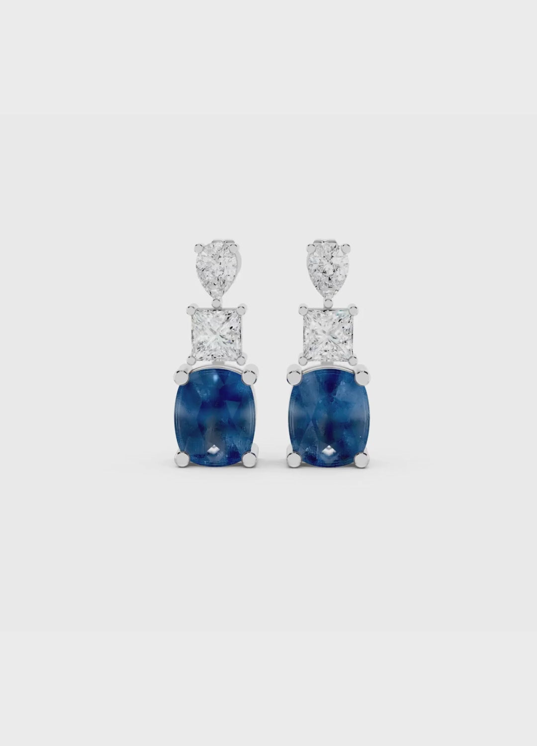 Blue Sapphire & Diamond Drop Earrings