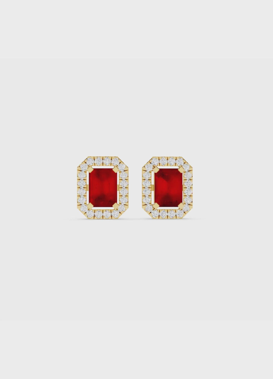 Ruby Sapphire & Diamond Halo Studs