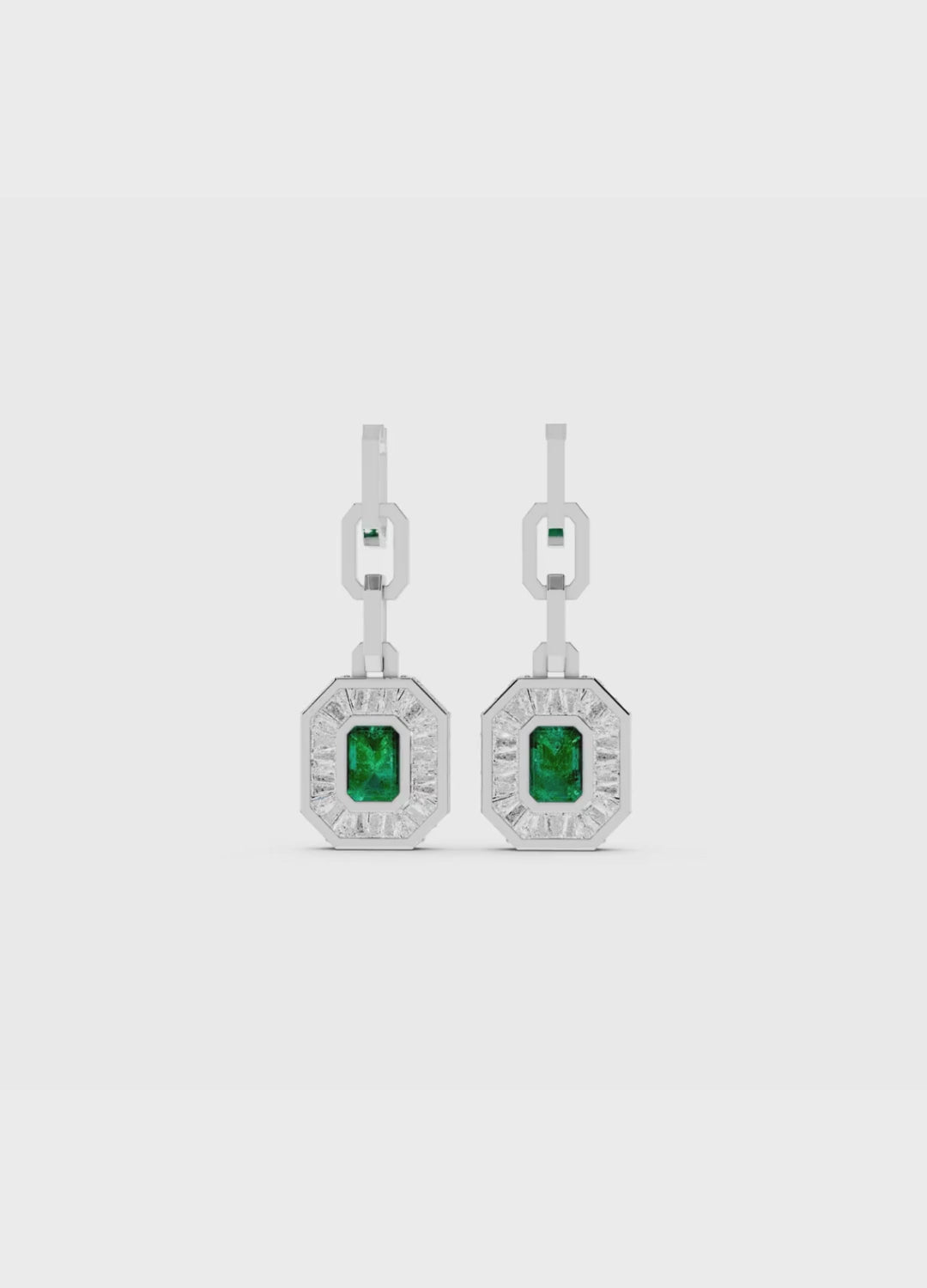 Emerald & Diamond Baguette Earrings
