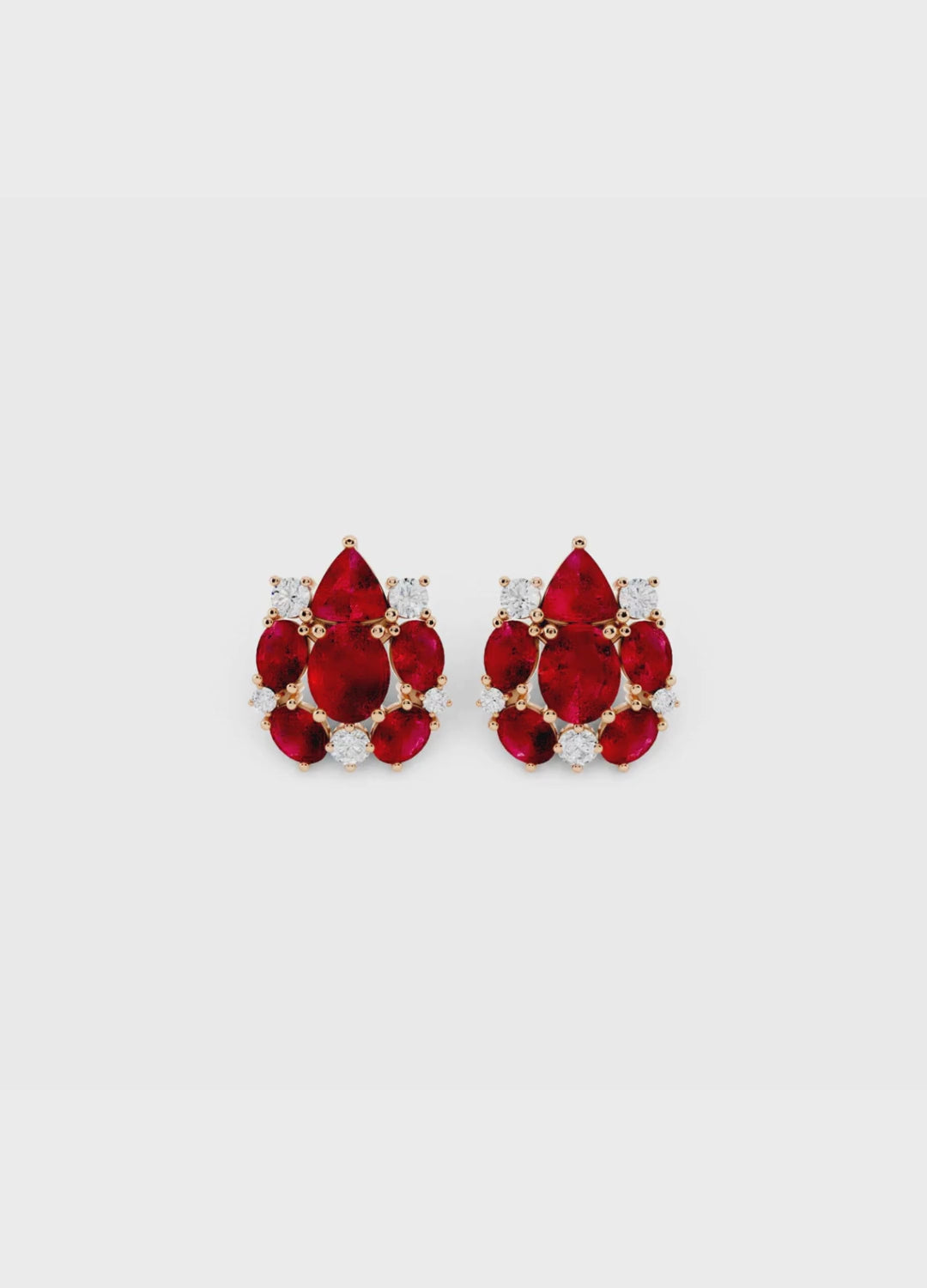 Ruby Cluster Stud Earrings