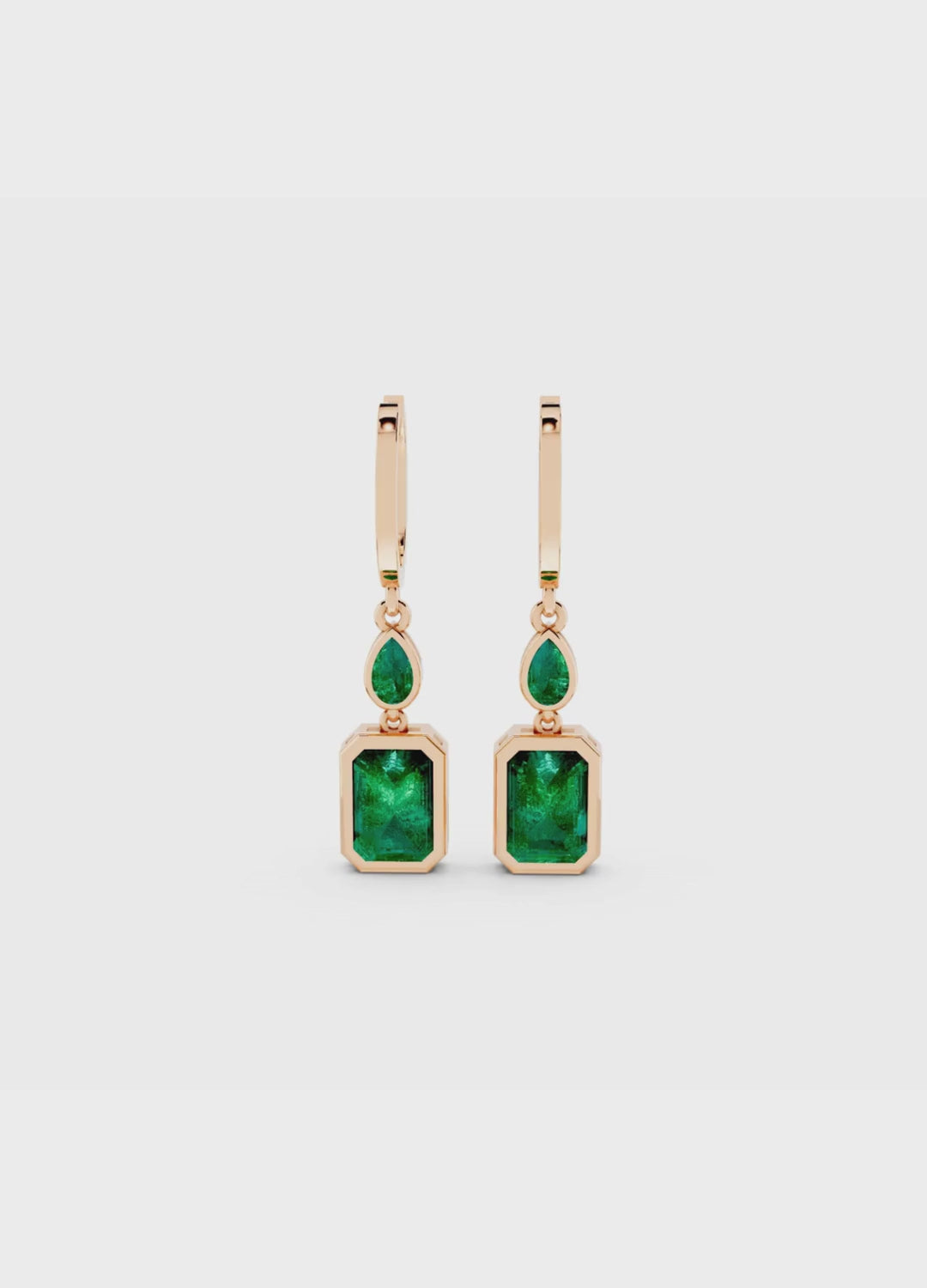 Octagon Emerald Hoop Earrings