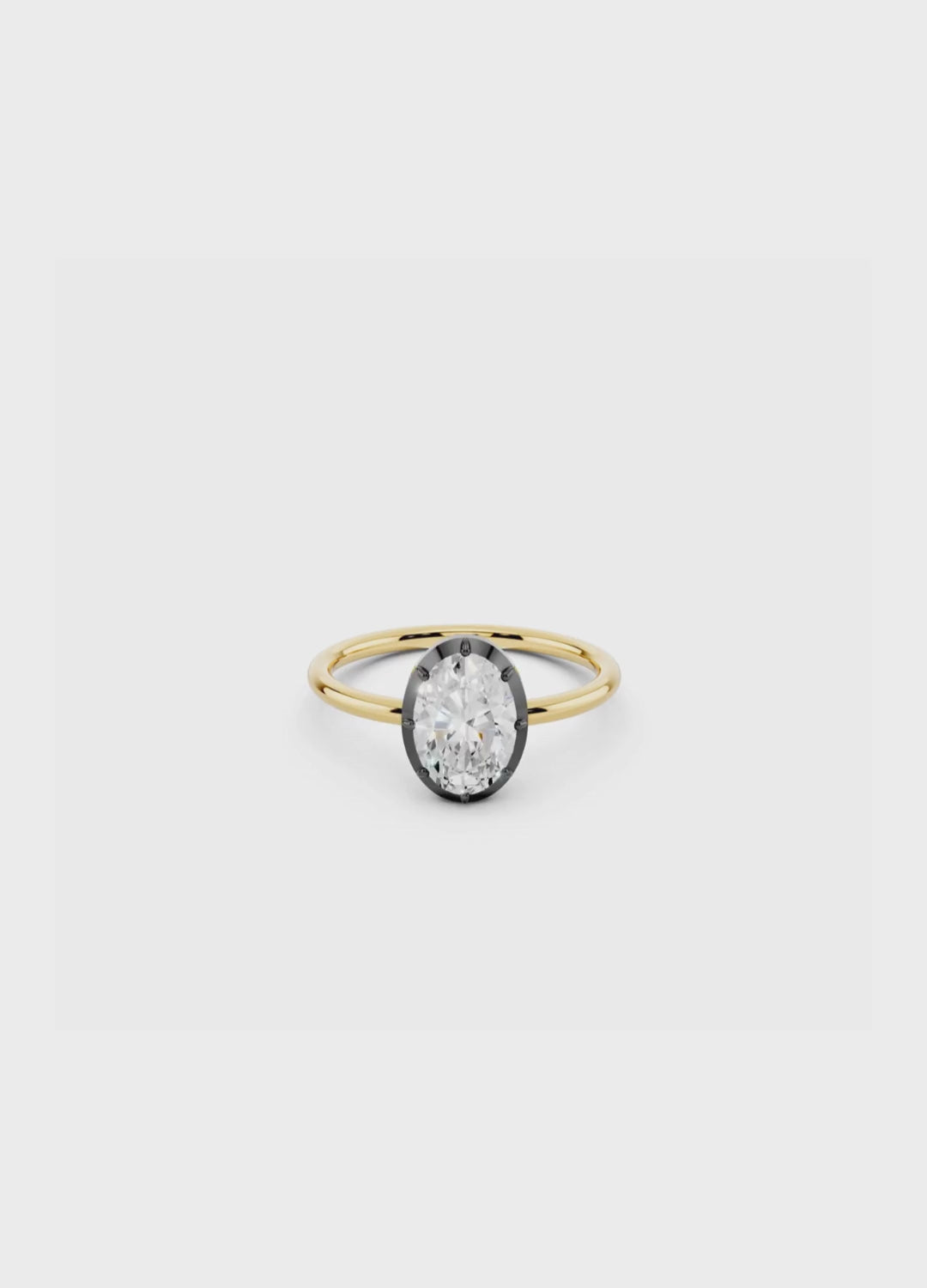 Oval Diamond Button Back Ring