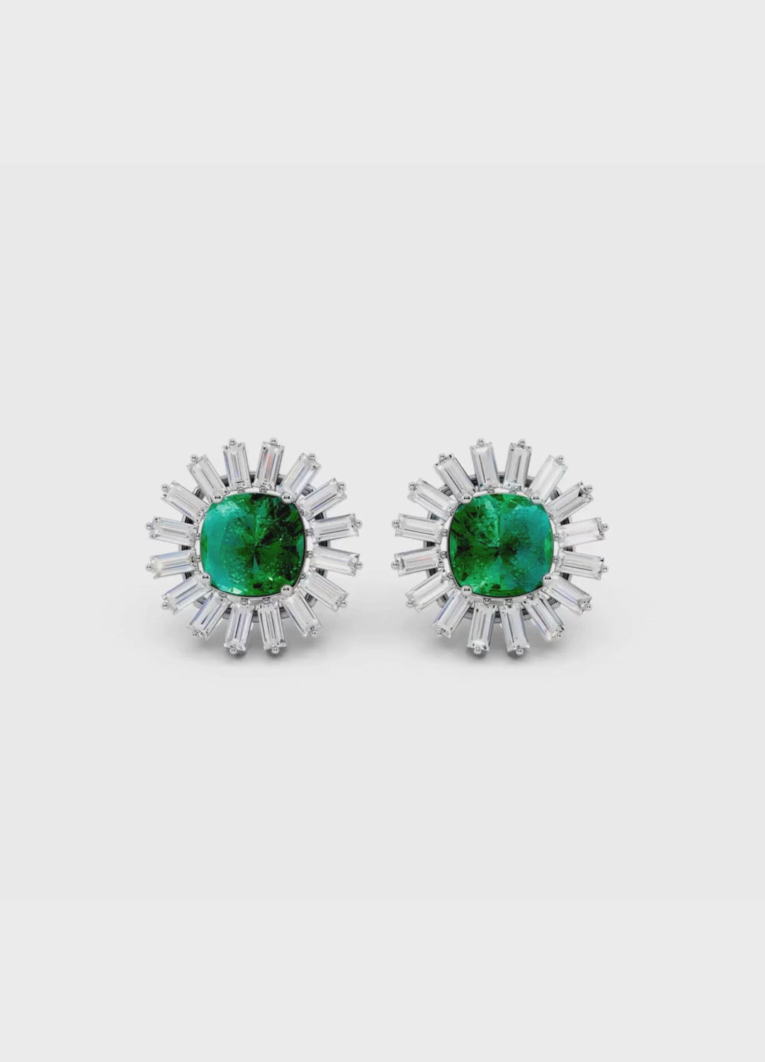 Emerald & Diamond Sunburst Studs