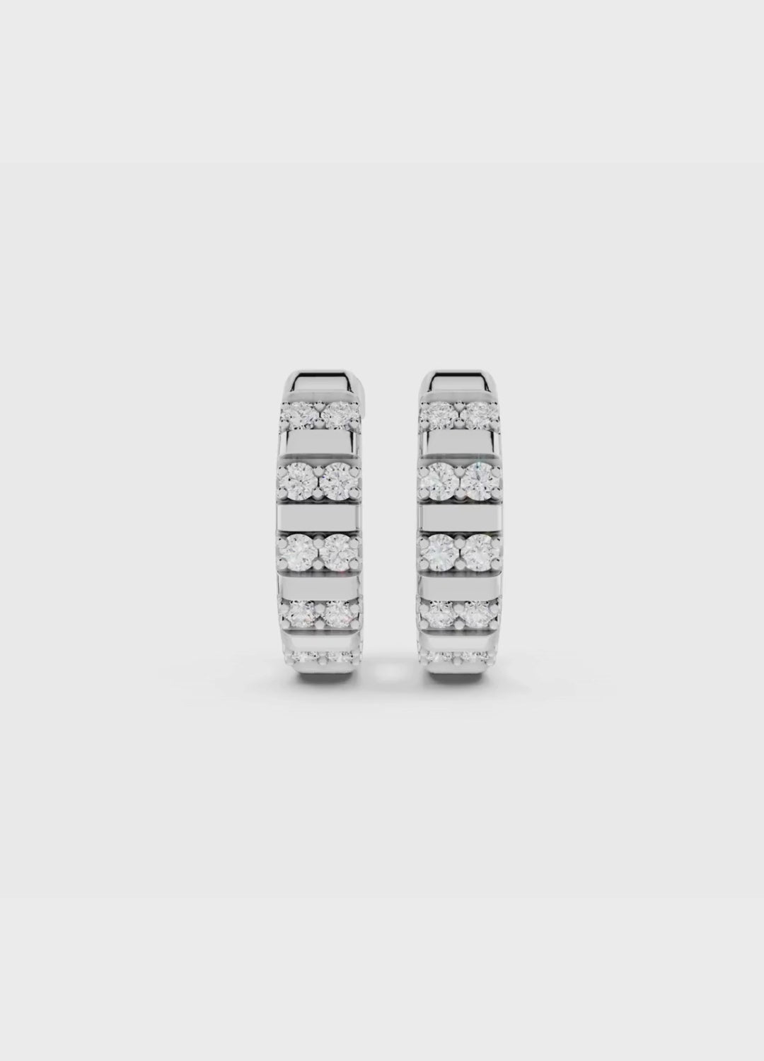 Channel-Set Diamond Huggie Hoops