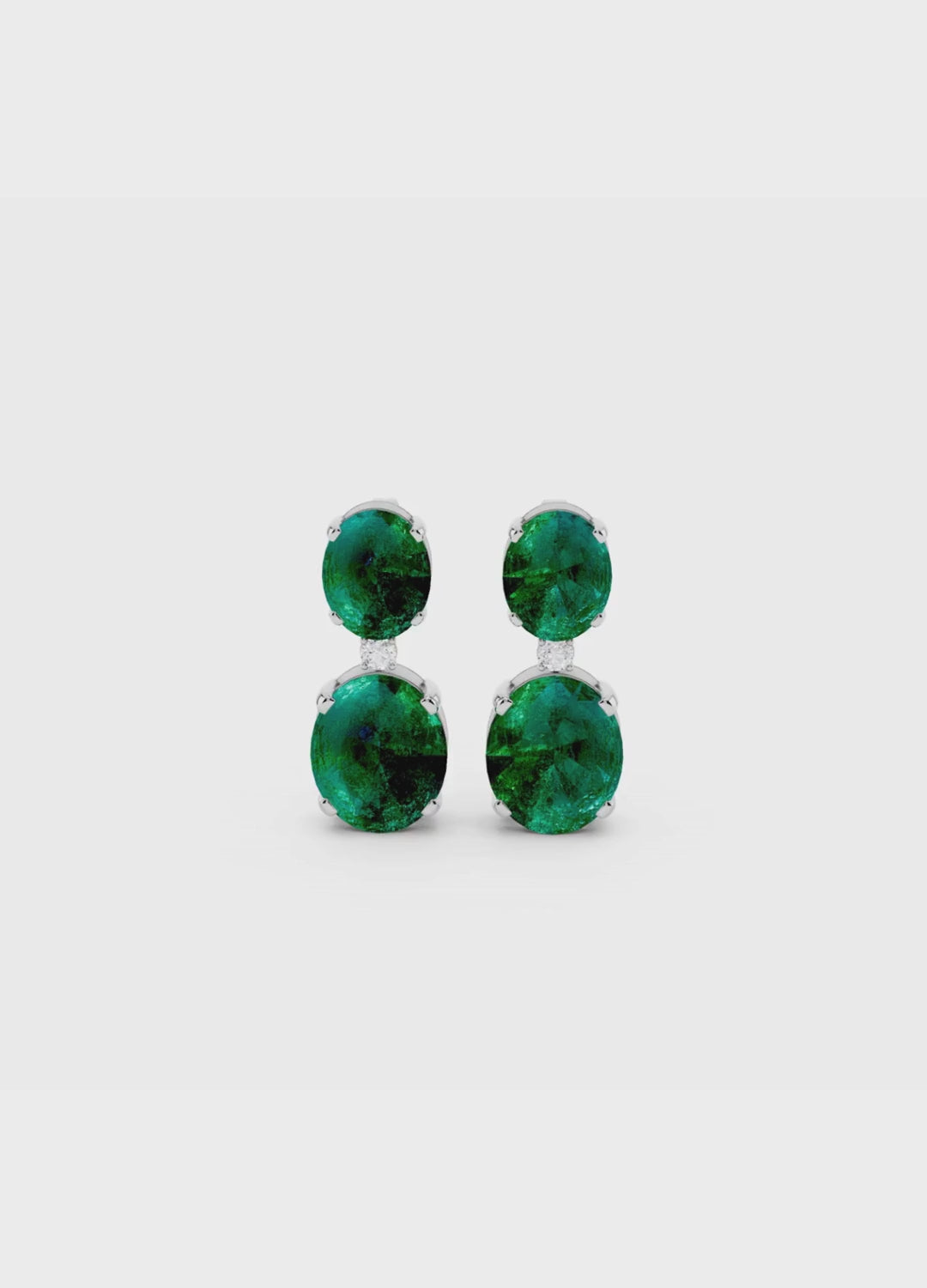 Emerald & Diamond Duo Oval Earrings