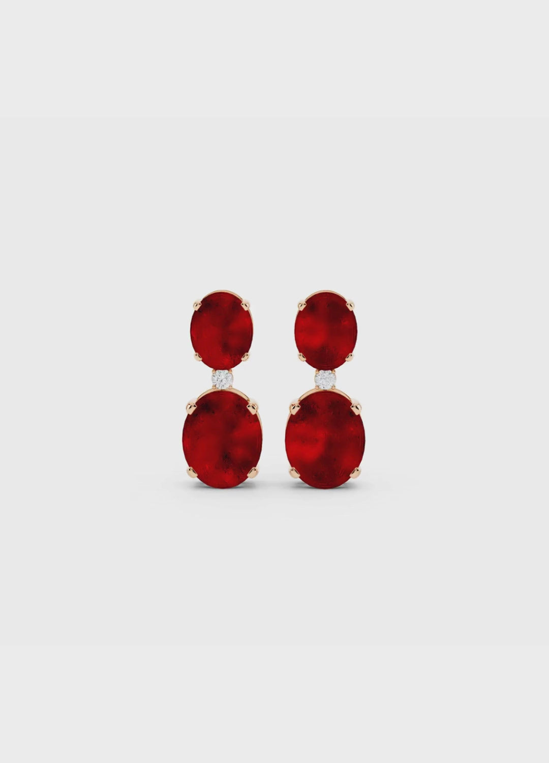 Ruby & Diamond Duo Oval Earrings