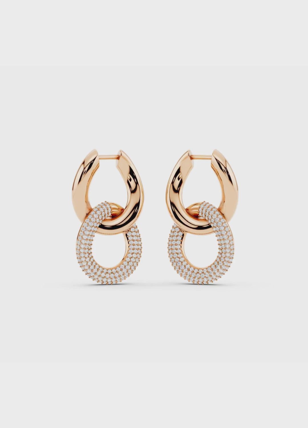 Gold Diamond Link Earrings