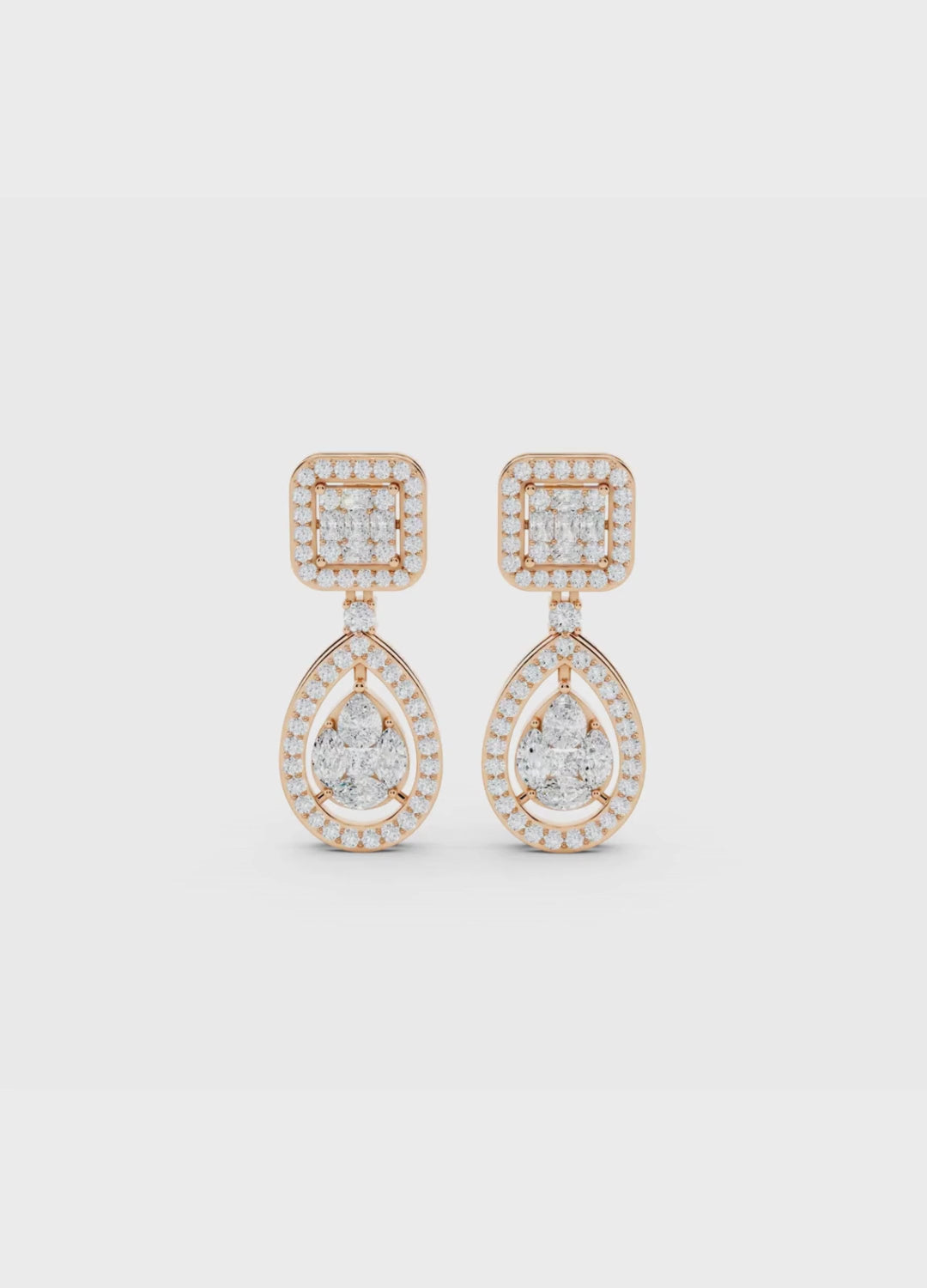 Emerald & Pear Diamond Drop Earrings