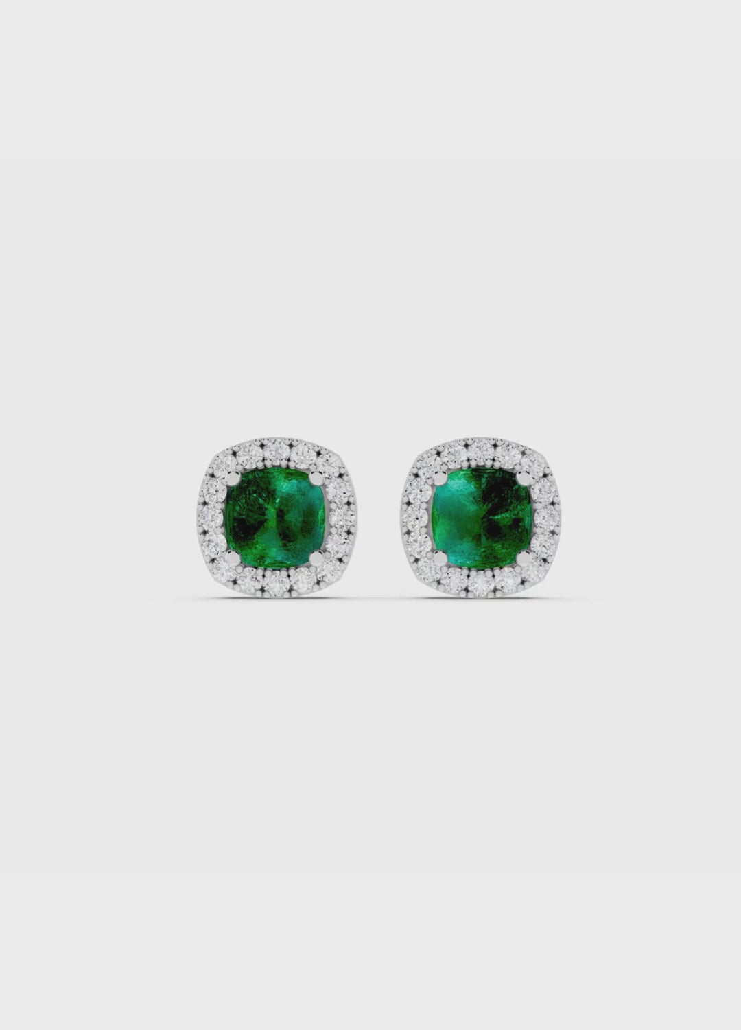 Emerald & Diamond Halo Studs