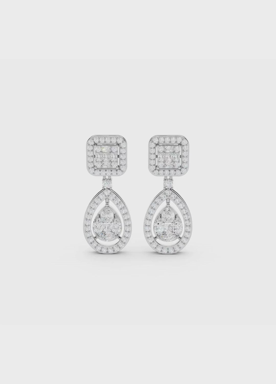 Emerald & Pear Diamond Drop Earrings