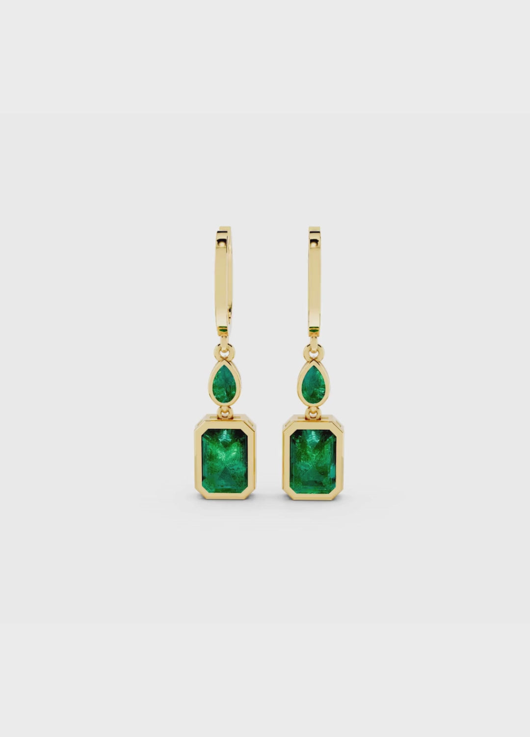 Octagon Emerald Hoop Earrings