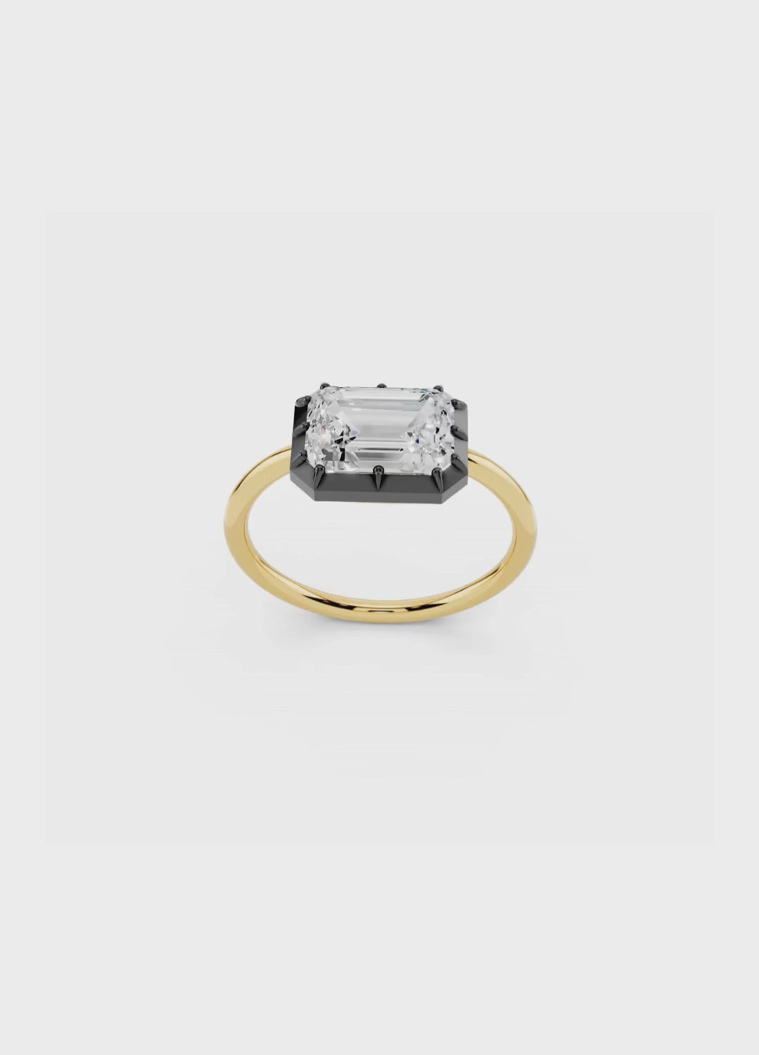 East-West Emerald Cut Diamond Ring