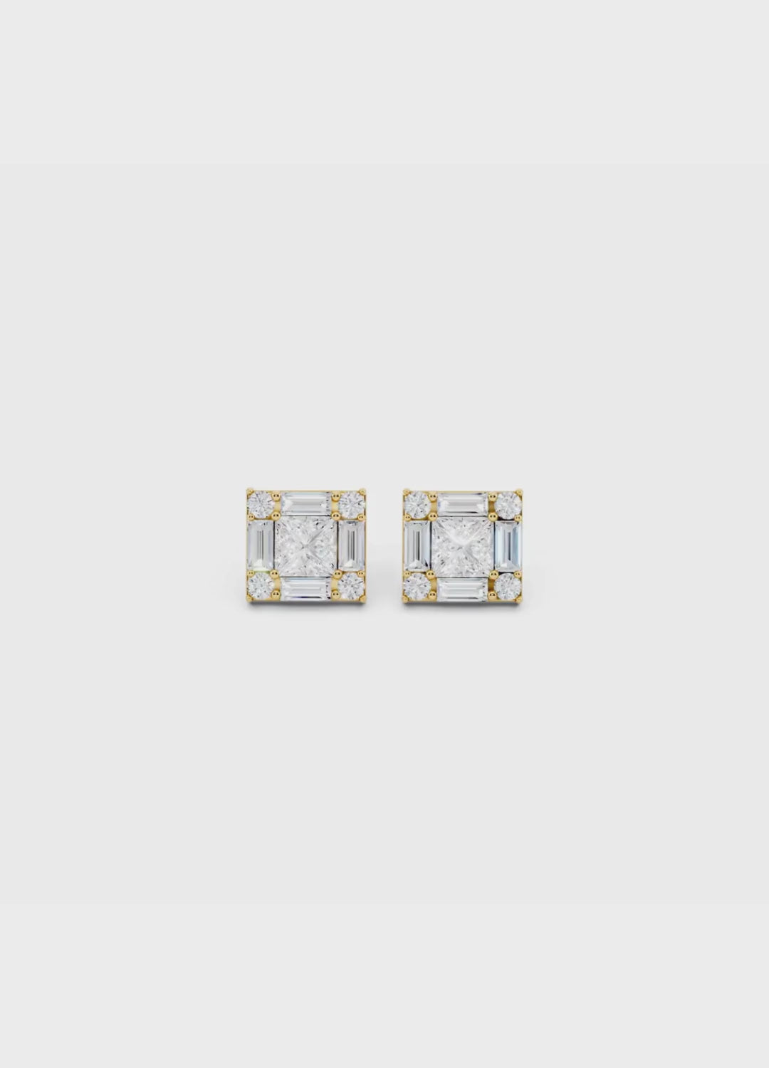 Emerald Illusion Diamond Stud Earrings