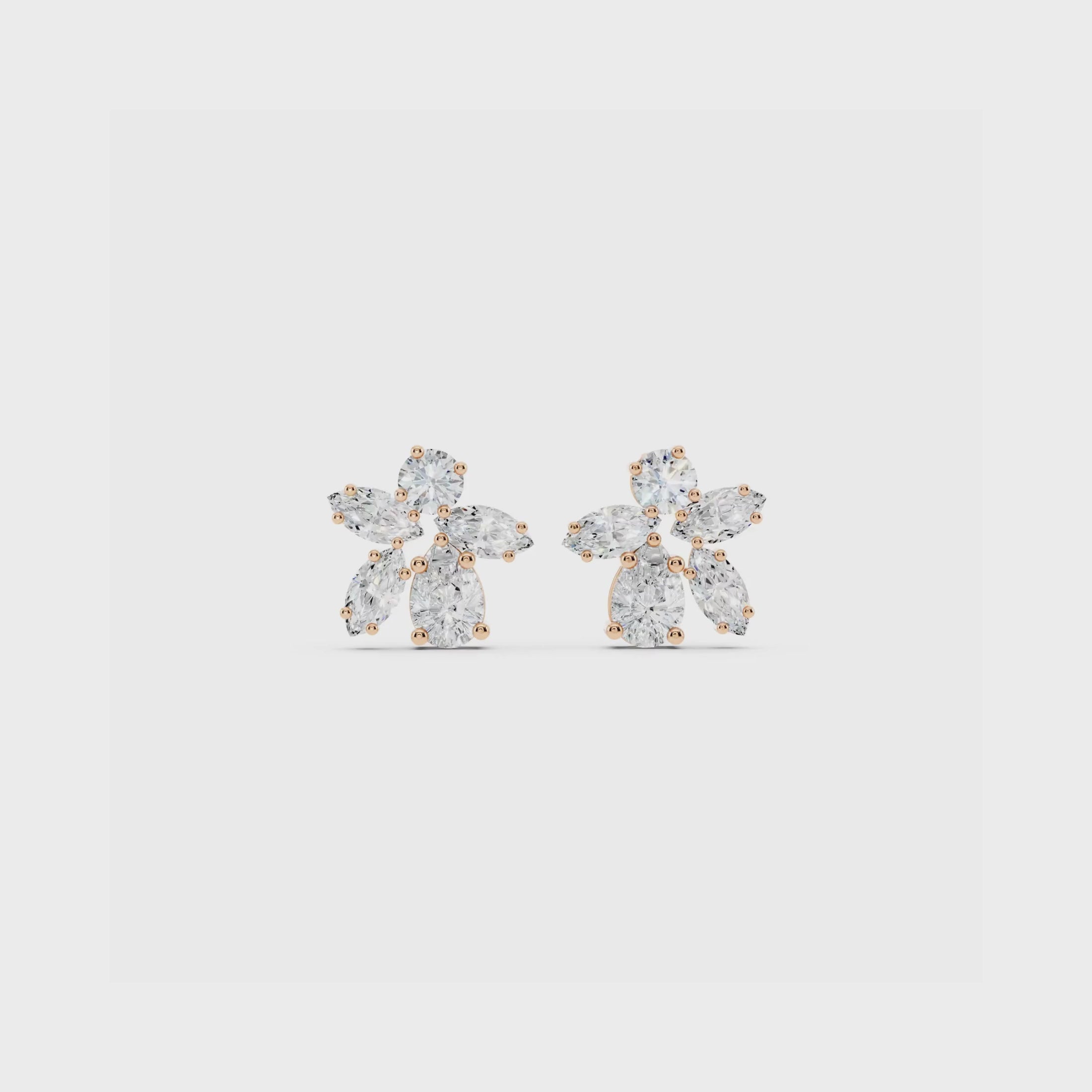 Marquise Diamond Floral Earrings