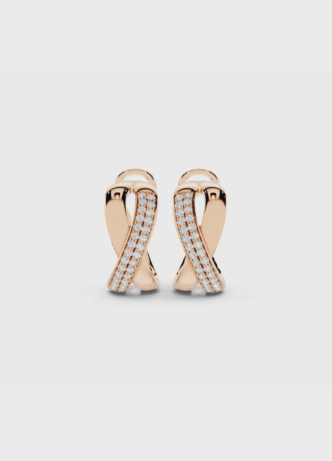 Two-Tone Crossover Diamond Earrings